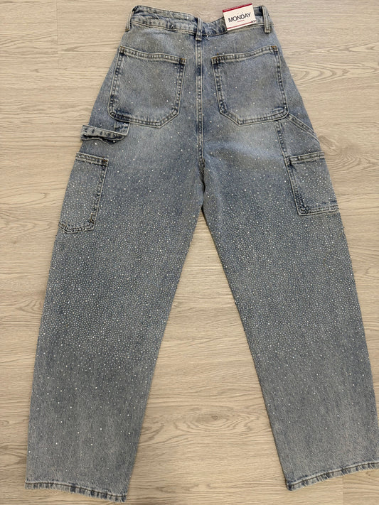 All-Over Rhinestone Denim Jeans