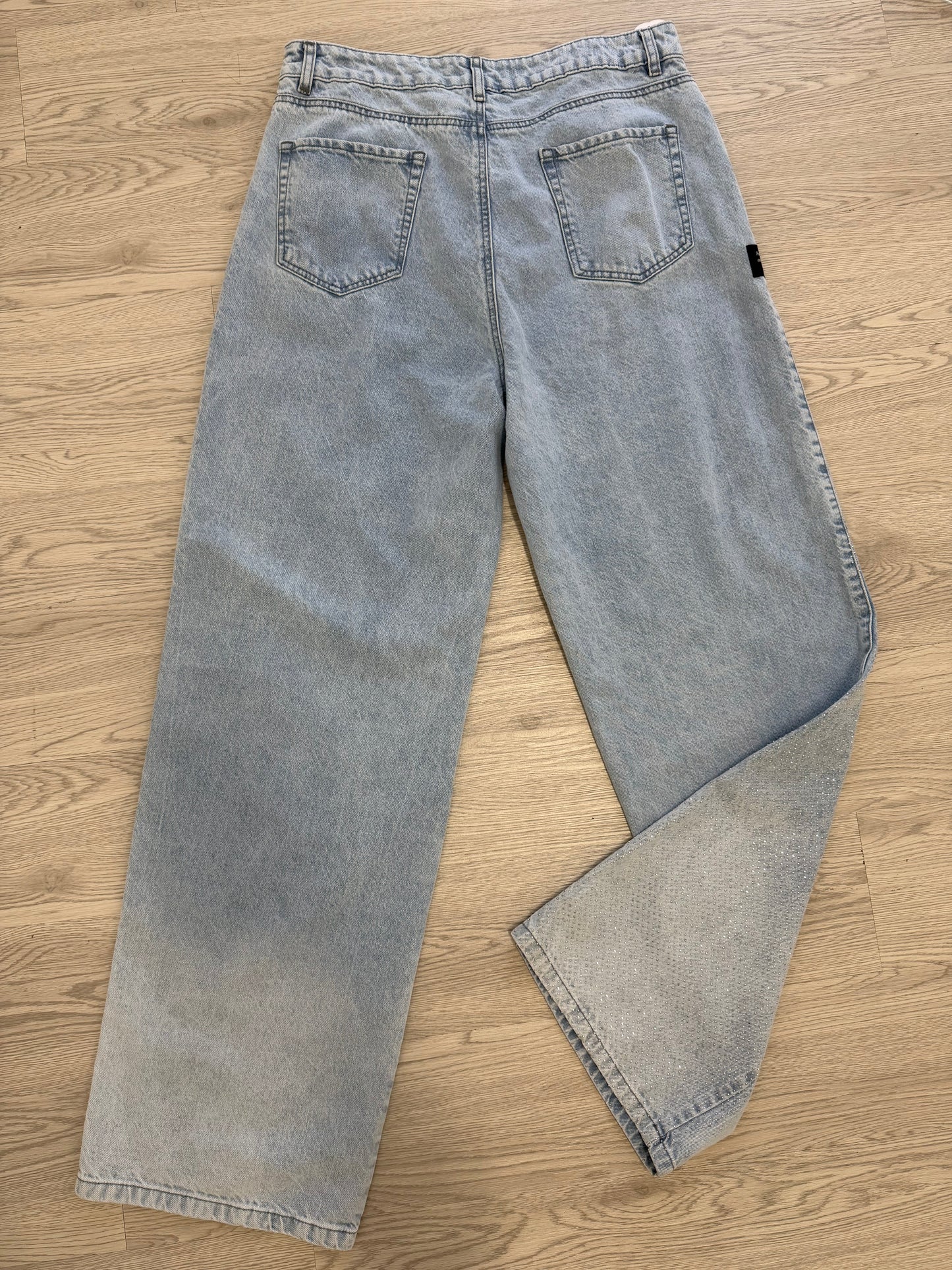 Women Sparkly Rhinestone Denim Pants