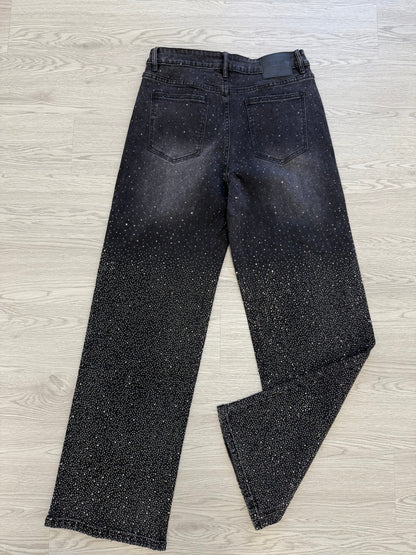 Luxury Rhinestone Embellished Denim Pants
