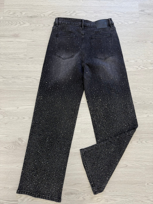 Luxury Rhinestone Embellished Denim Pants