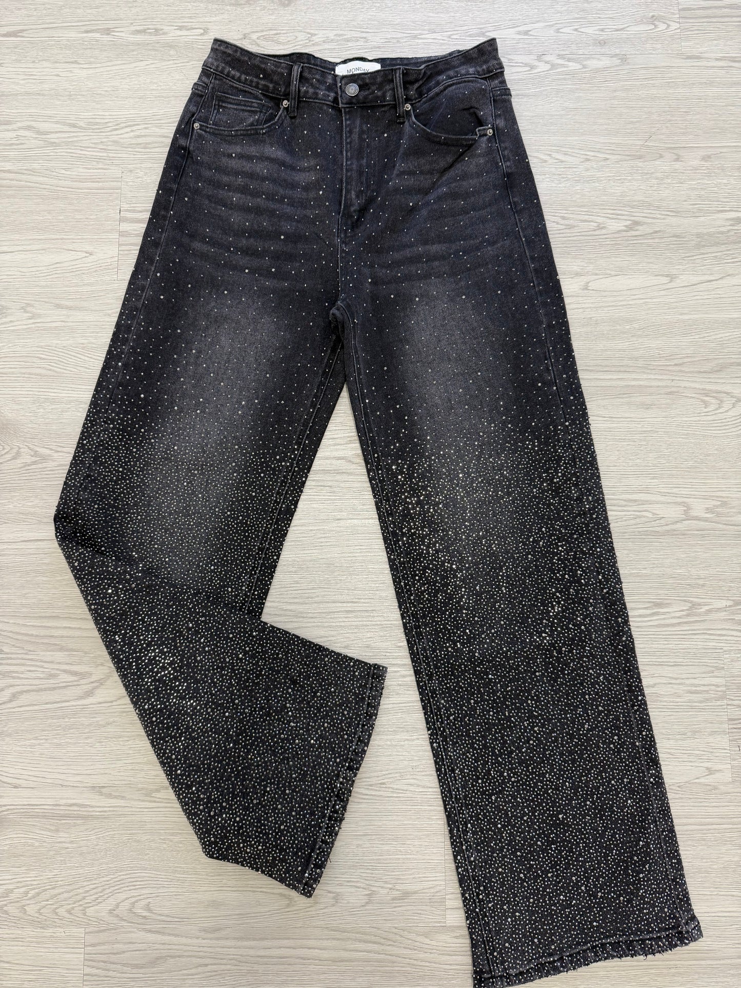 Luxury Rhinestone Embellished Denim Pants