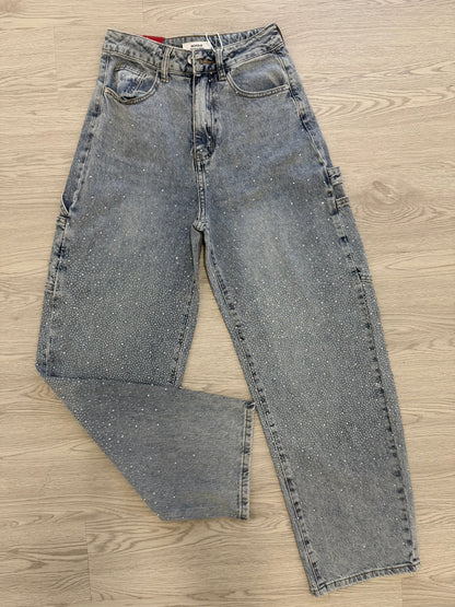 All-Over Rhinestone Denim Jeans
