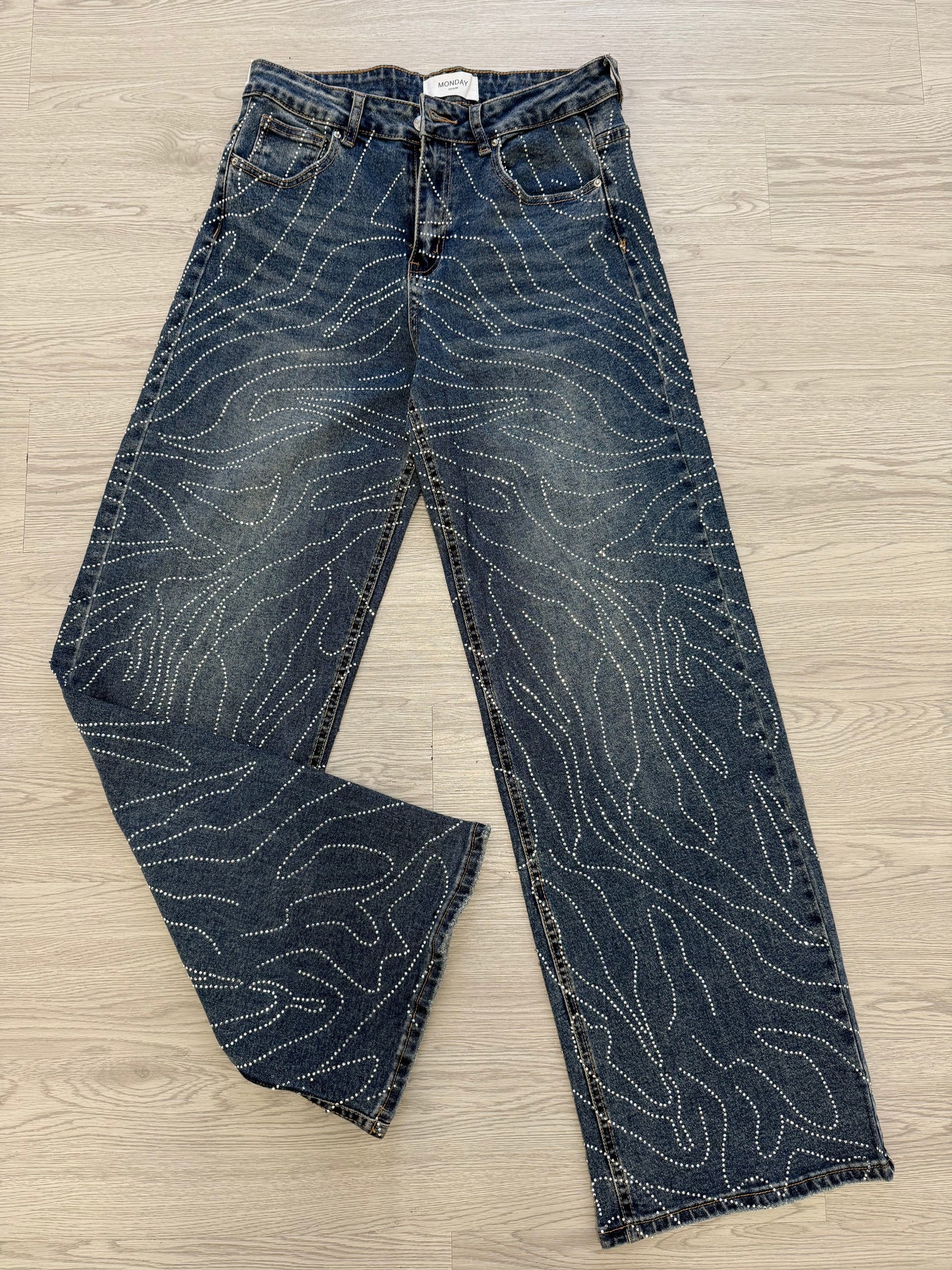 Premium Crystal Denim Pants
