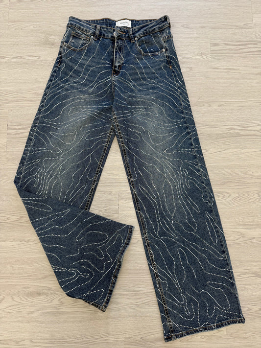 Premium Crystal Denim Pants