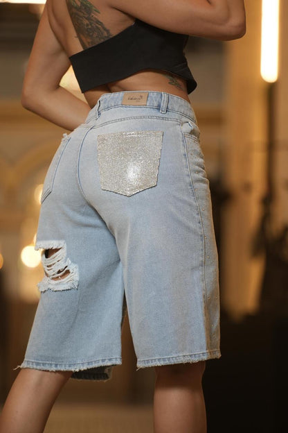 Women’s Light Blue Denim Bermuda